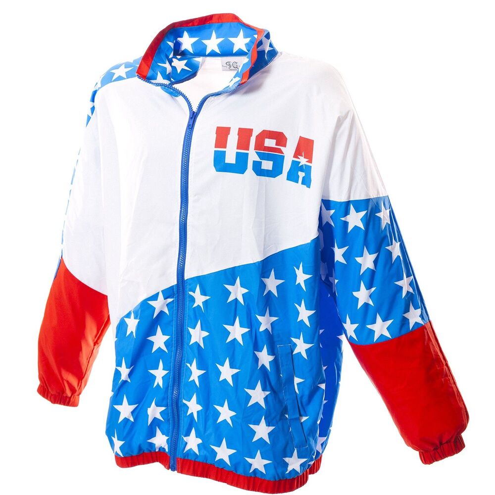 80s & 90s Style Retro USA Windbreaker (Unisex, X-Large)